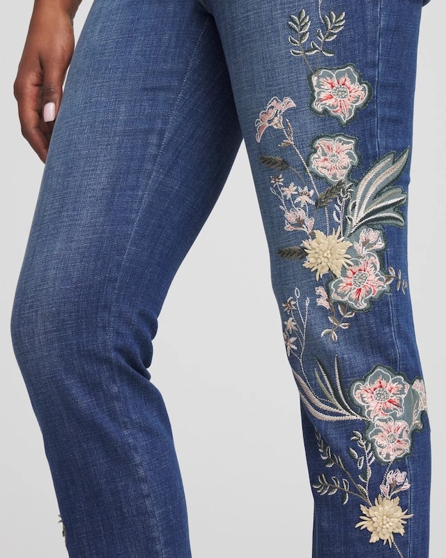 Applique Girlfriend Slim Ankle Jeans - image 4
